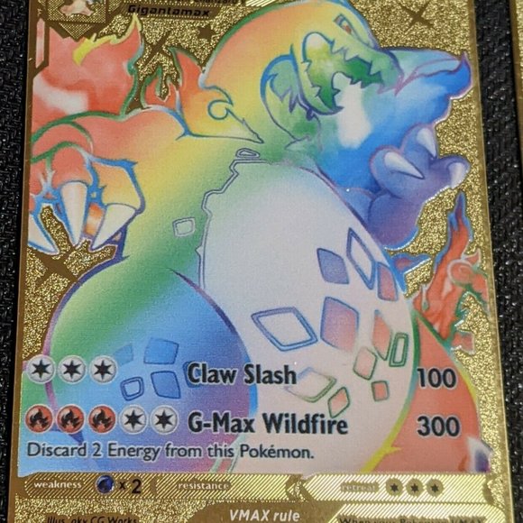 champions path rainbow charizard vmax custom gold metal pokemon card in Pakistan [Fire][Fire][Fire][Colorless][Colorless] G Charizard VMax 43, Rainbow Foil